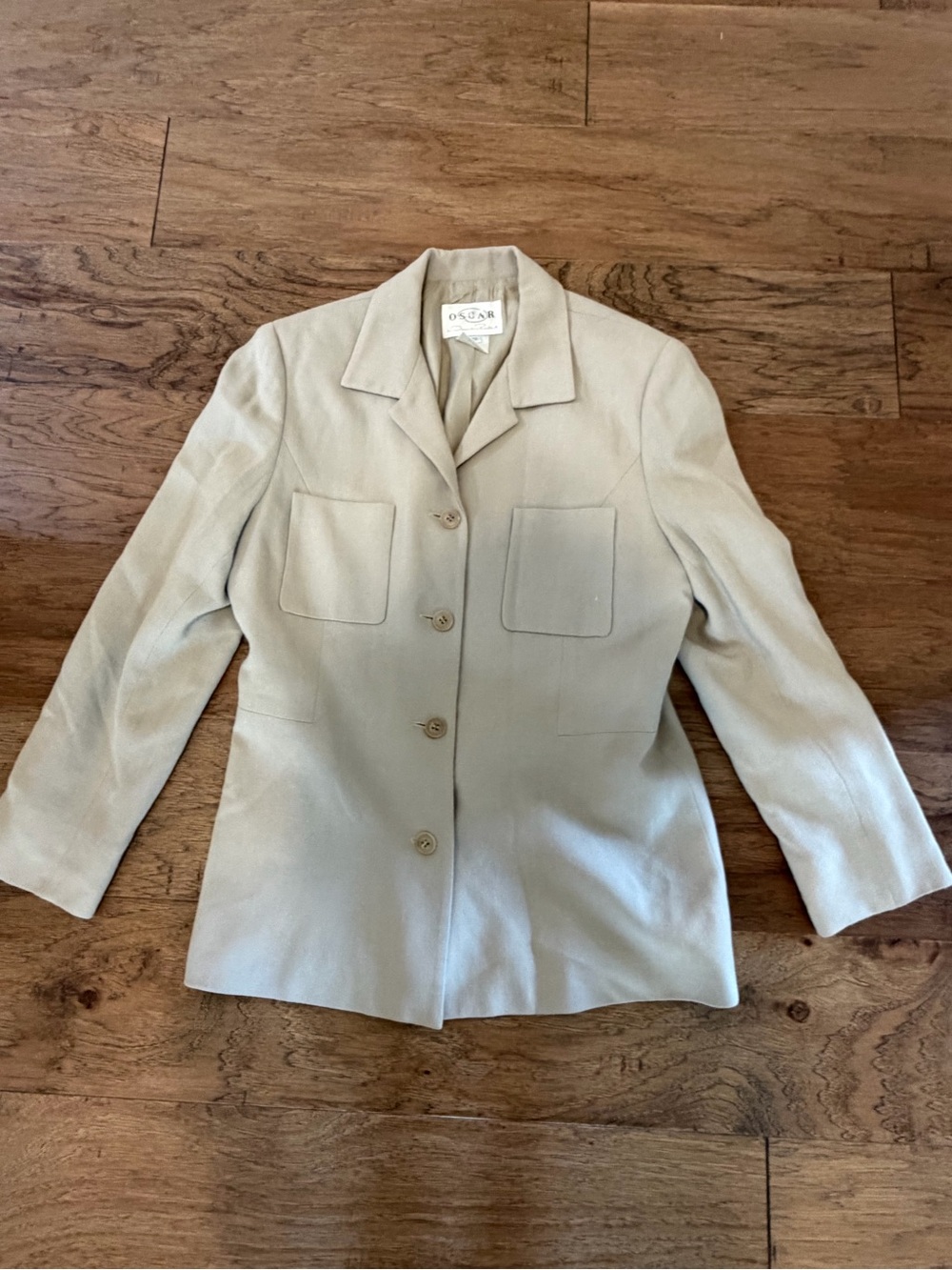 Oscar de la Renta Cream Single-Breasted Blazer